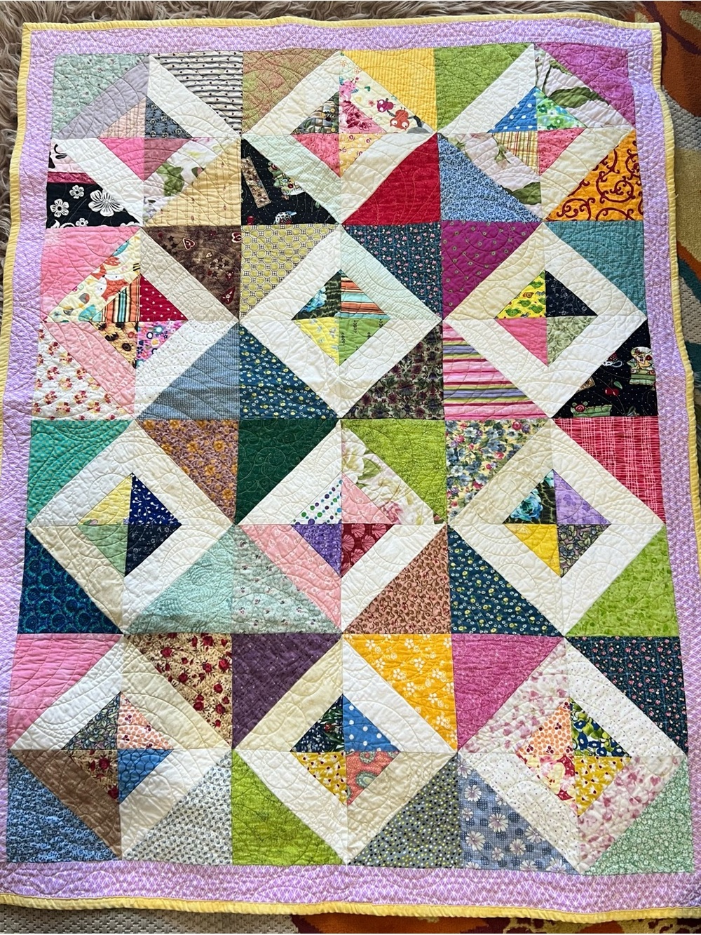 Project Linus Baby’s Handmade Multicolor Patchwork Quilted Throw Blanket 37”X46”
